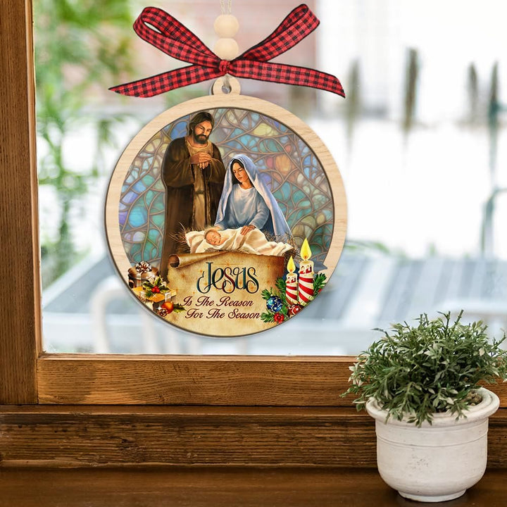 Christianartworkshop Rustikaler, farbiger Stil, mehrschichtiger Holzanhänger, Weihnachtskrippen-Ornamente - image 2
