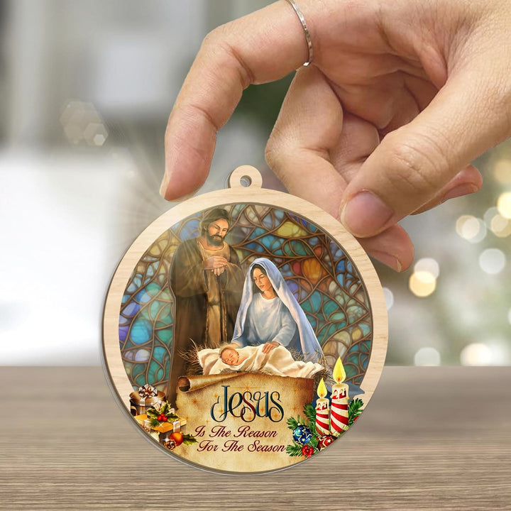 Christianartworkshop Rustikaler, farbiger Stil, mehrschichtiger Holzanhänger, Weihnachtskrippen-Ornamente - image 3
