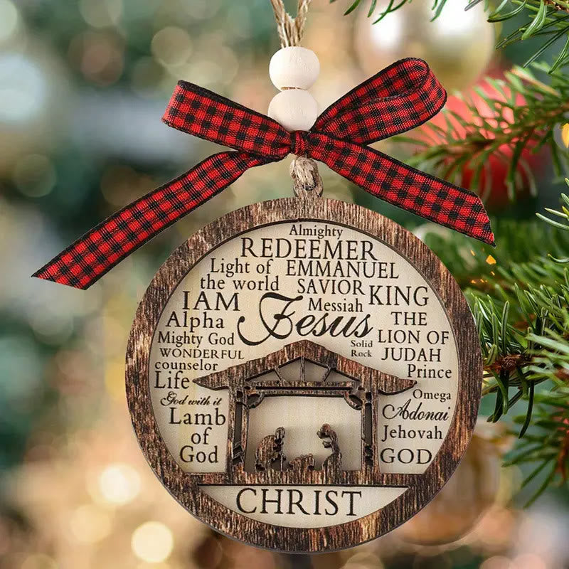Christianartworkshop Weihnachtskrippen-Ornamente aus Holz im rustikalen Stil mit Bibelversen - image 1