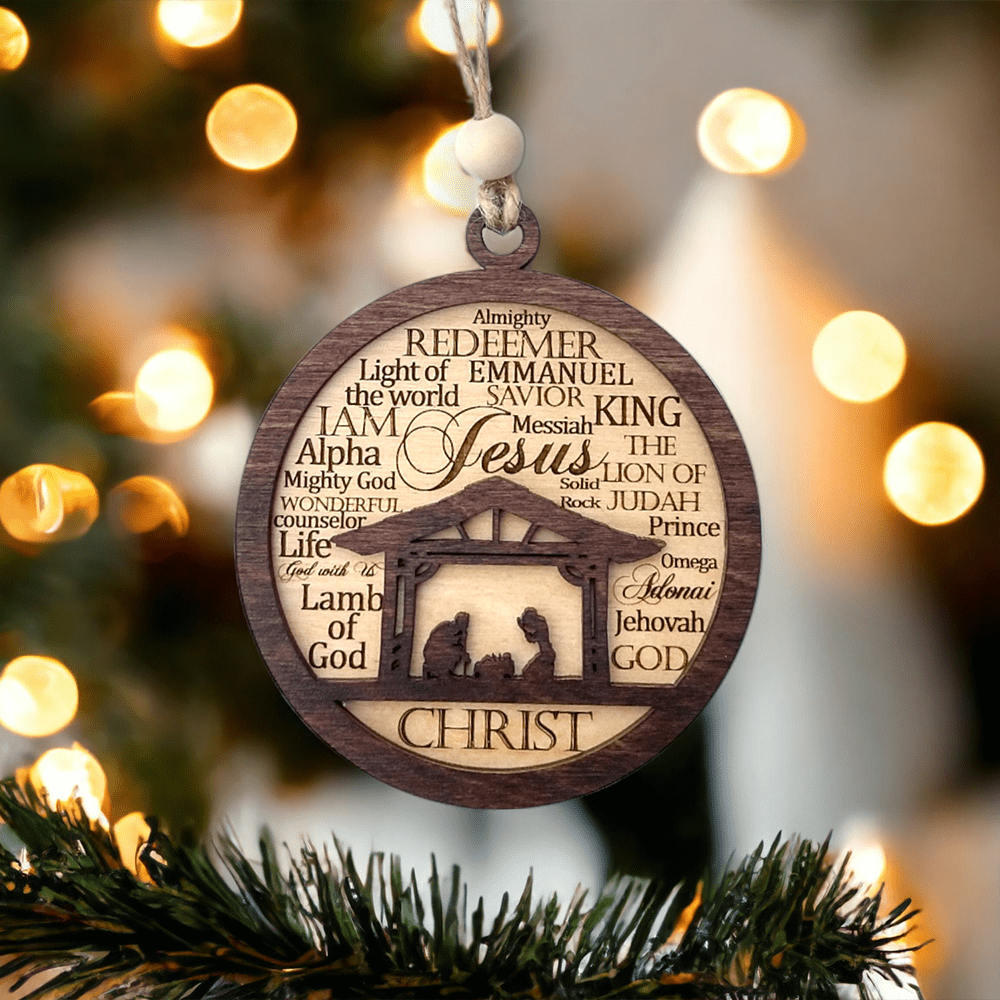 Christianartworkshop Weihnachtskrippen-Ornamente aus Holz im rustikalen Stil mit Bibelversen - image 2