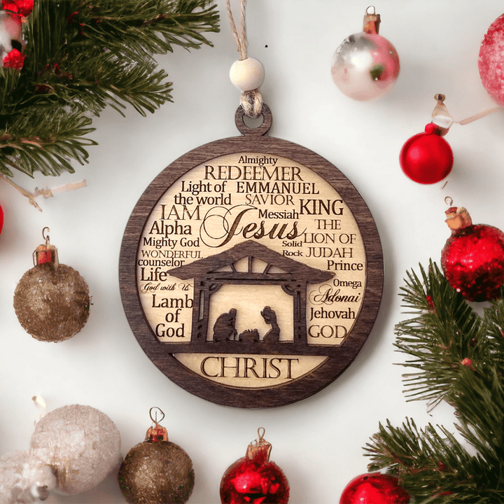 Christianartworkshop Weihnachtskrippen-Ornamente aus Holz im rustikalen Stil mit Bibelversen - Weihnachtskrippe - image 0