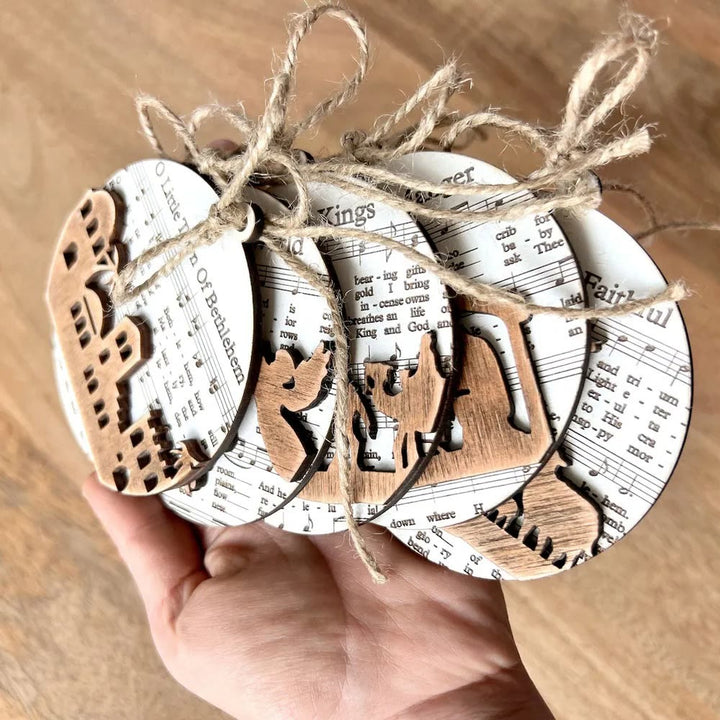 Christianartworkshop Weihnachtskrippen-Ornamente aus Holz im rustikalen Stil, 5 Stück - image 4