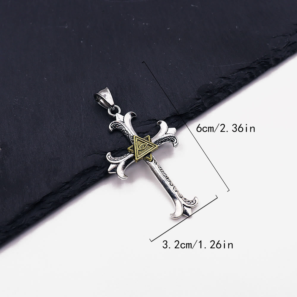 Christianartworkshop – Halskette mit Anhänger im schlichten Stil mit Kreuz des Auges Gottes, quadratisch, Perlenkette - image 9