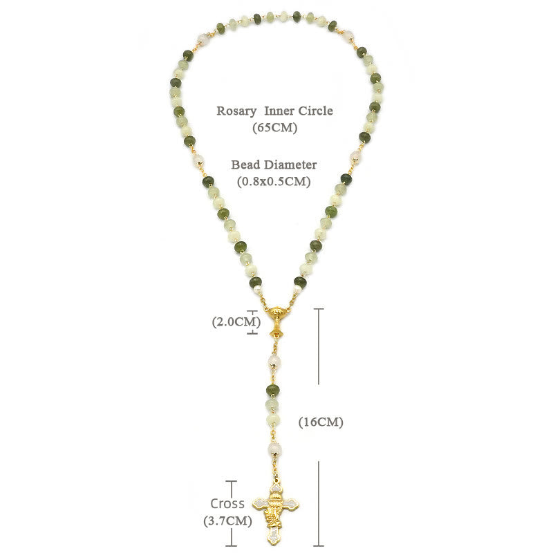 Christianartworkshop Heiliger Gral und Kruzifix mit Eucharistie aus 5 x 8 mm rundem Rosenkranz aus grüner Chalcedon-Legierung - image 9