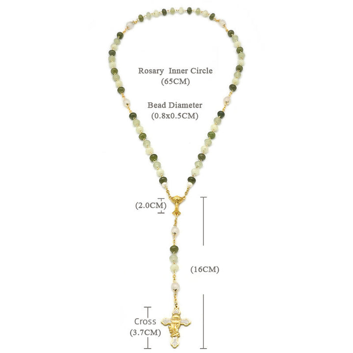 Christianartworkshop Heiliger Gral und Kruzifix mit Eucharistie aus 5 x 8 mm rundem Rosenkranz aus grüner Chalcedon-Legierung - image 9