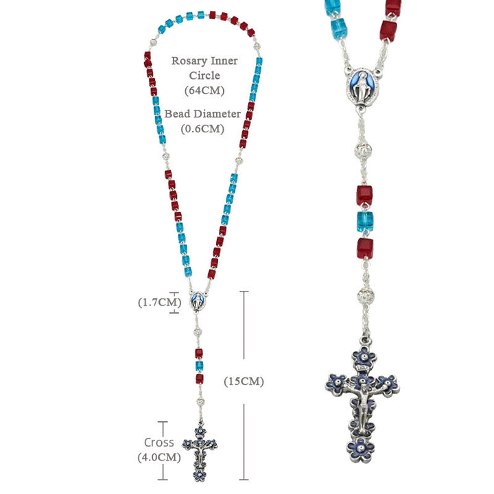 Christianartworkshop Wundertätige Medaille und Kruzifix aus 6 mm quadratischem Rosenkranz aus mehrfarbiger Kristalllegierung - image 9