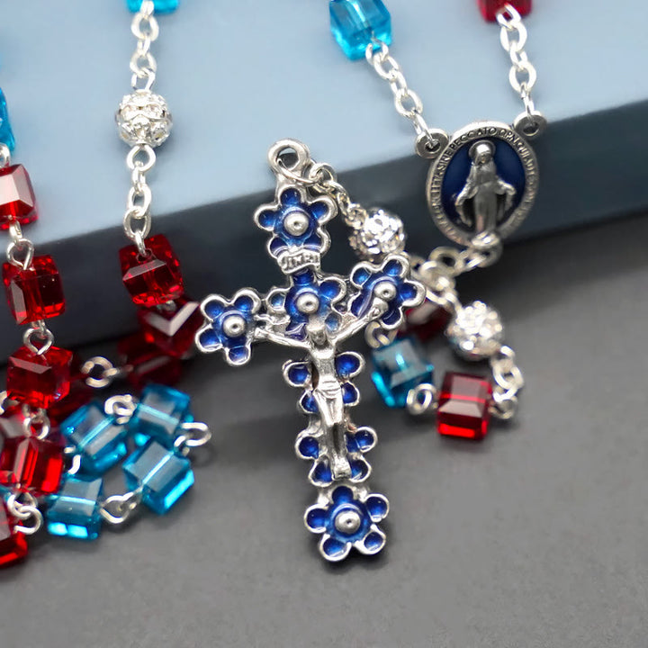Christianartworkshop Wundertätige Medaille und Kruzifix aus 6 mm quadratischem Rosenkranz aus mehrfarbiger Kristalllegierung - image 6