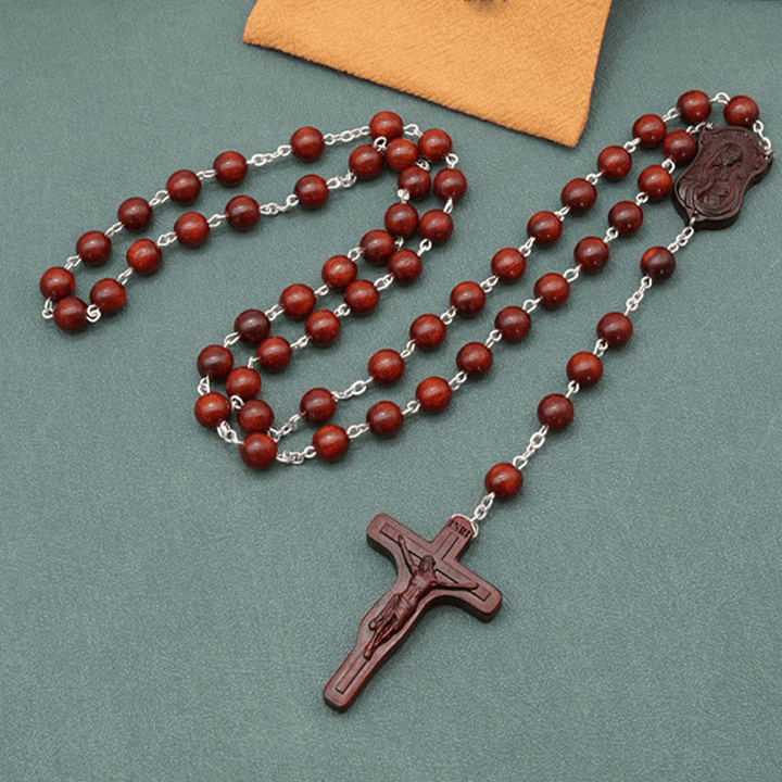 Christianartworkshop Rosenkranz mit Madonna und Kind und Kruzifix, rund, 8 mm, mehrfarbig, Olivenholz-Legierung - Palisander – 8 mm - image 1