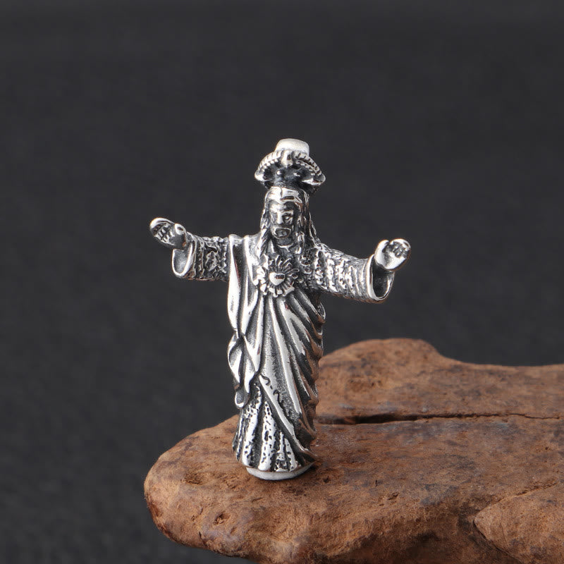 Christianartworkshop Halskette mit Jesus-Anhänger aus Sterlingsilber im Retro-Stil, altmodisch - Silber - image 1