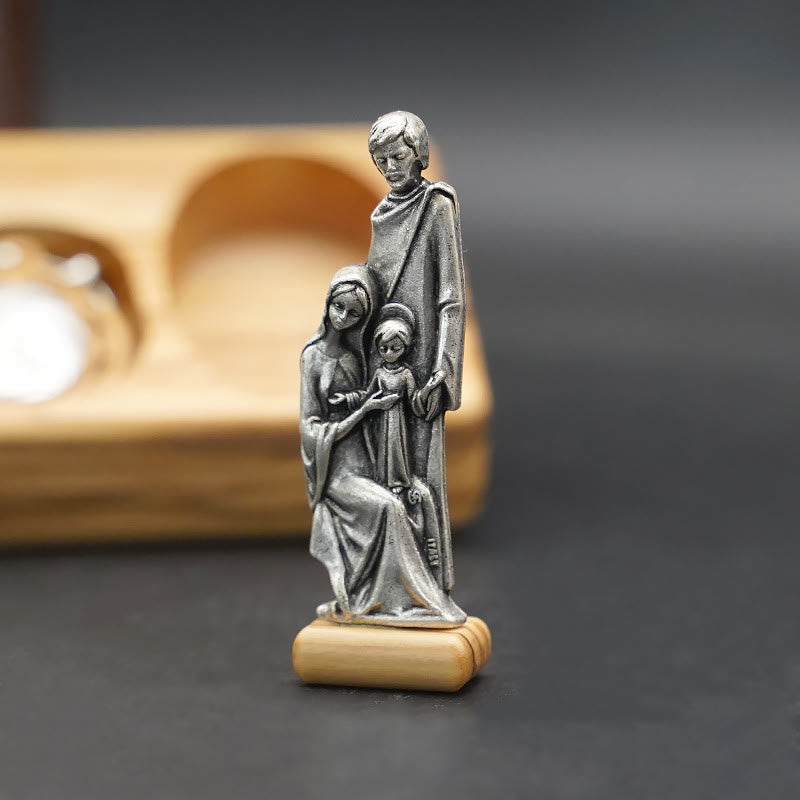Christianartworkshop Handgefertigtes religiöses Andachts-Rosenkranz-Set der Heiligen Familie aus Olivenholz - image 5