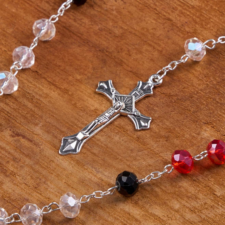 Christianartworkshop Wundertätige Medaille und Kruzifix aus 6 mm Polyeder, mehrfarbige Kristalllegierung, Rosenkranzkette - image 4