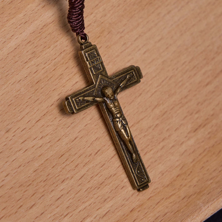 Christianartworkshop Rosenkranz „Unsere Liebe Frau von Guadalupe“ und Kruzifix aus 10 mm rundem grünem Achat und Nylonschnur - image 5