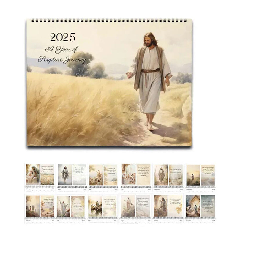 Christianartworkshop 2025 Jesus Christus Ein Jahr der Schriftreise Schreibtisch-Wandkalender Ornamente - image 2