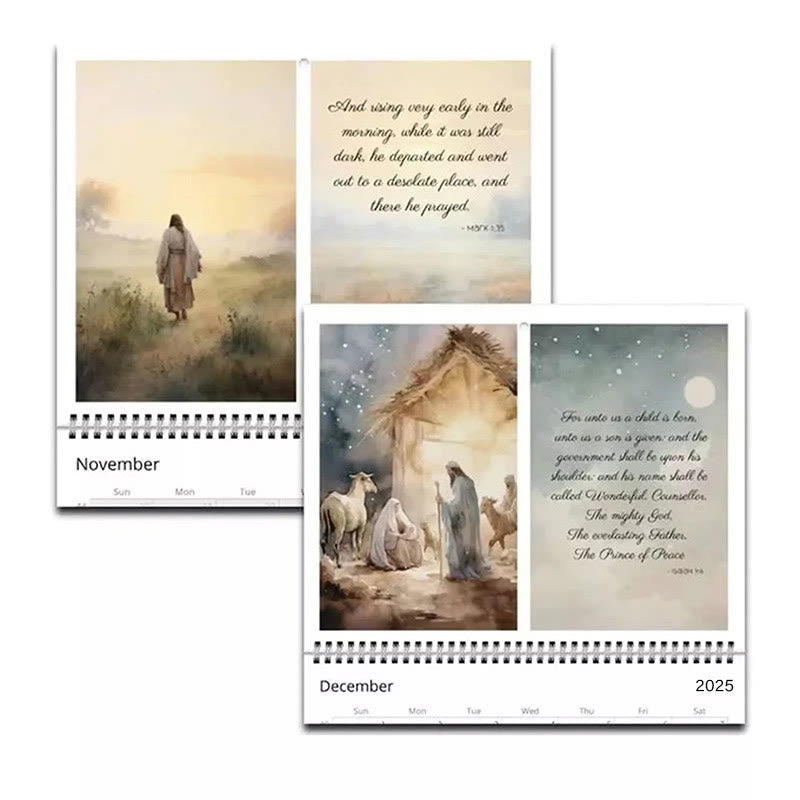 Christianartworkshop 2025 Jesus Christus Ein Jahr der Schriftreise Schreibtisch-Wandkalender Ornamente - image 6
