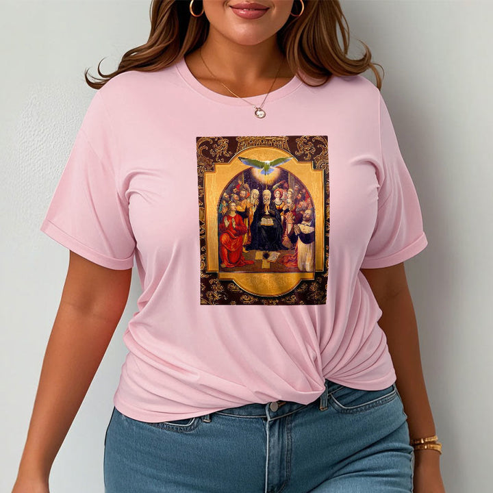 Christianartworkshop Klassisches T-Shirt mit Heiligen Geist, Aposteln, Jungfrau Maria, kurzärmelig, gewaschen - image 15