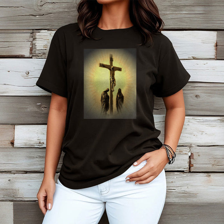 Christianartworkshop T-Shirt im klassischen Stil mit der Grafik „Kreuzigung Jesu“, kurzärmlig, gewaschen - image 7