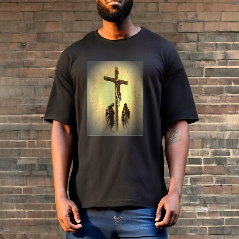 Christianartworkshop T-Shirt im klassischen Stil mit der Grafik „Kreuzigung Jesu“, kurzärmlig, gewaschen - image 6