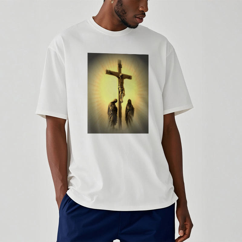 Christianartworkshop T-Shirt im klassischen Stil mit der Grafik „Kreuzigung Jesu“, kurzärmlig, gewaschen - image 2