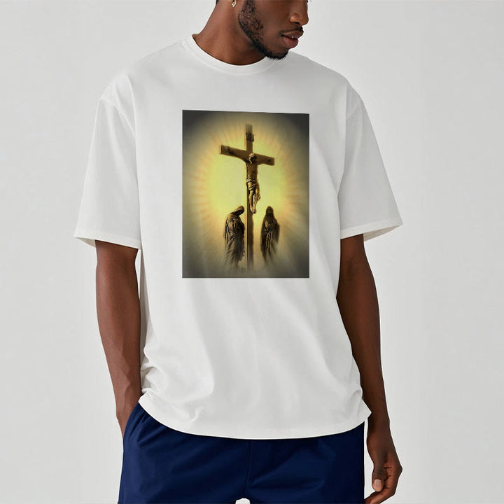 Christianartworkshop T-Shirt im klassischen Stil mit der Grafik „Kreuzigung Jesu“, kurzärmlig, gewaschen - image 2