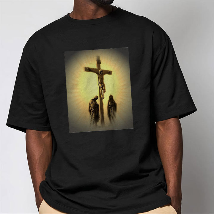 Christianartworkshop T-Shirt im klassischen Stil mit der Grafik „Kreuzigung Jesu“, kurzärmlig, gewaschen - image 5