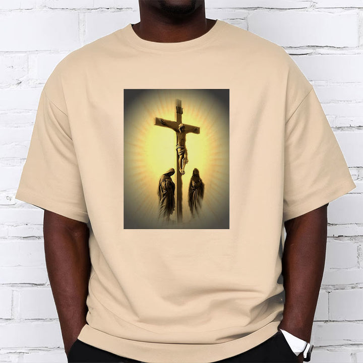 Christianartworkshop T-Shirt im klassischen Stil mit der Grafik „Kreuzigung Jesu“, kurzärmlig, gewaschen - image 9