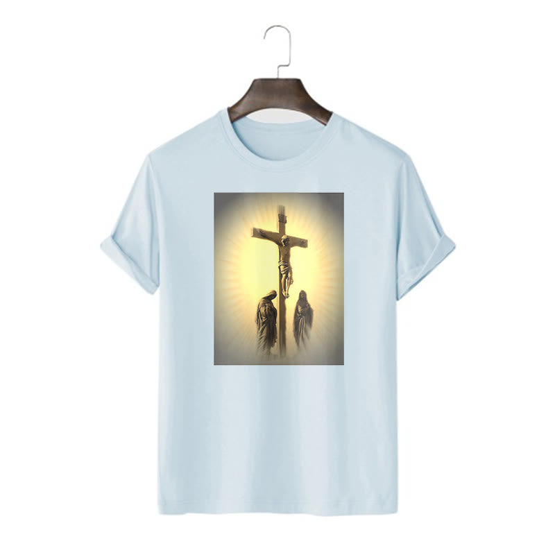 Christianartworkshop T-Shirt im klassischen Stil mit der Grafik „Kreuzigung Jesu“, kurzärmlig, gewaschen - Blau - 2XL - image 18
