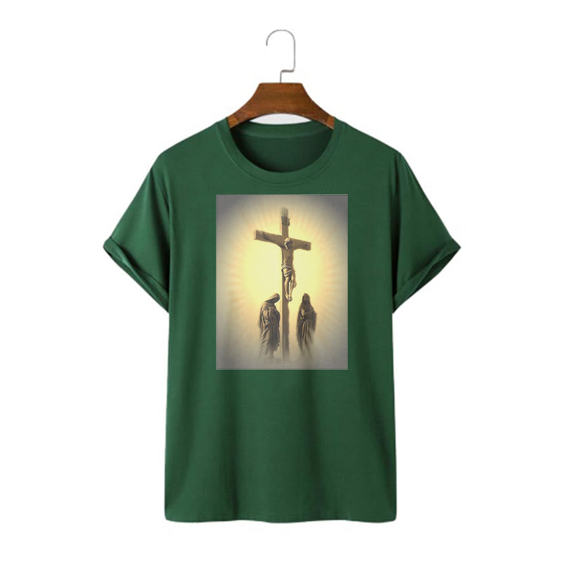 Christianartworkshop T-Shirt im klassischen Stil mit der Grafik „Kreuzigung Jesu“, kurzärmlig, gewaschen - Dunkelgrün - 2XL - image 10