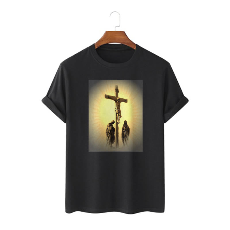Christianartworkshop T-Shirt im klassischen Stil mit der Grafik „Kreuzigung Jesu“, kurzärmlig, gewaschen - Schwarz - 2XL - image 4