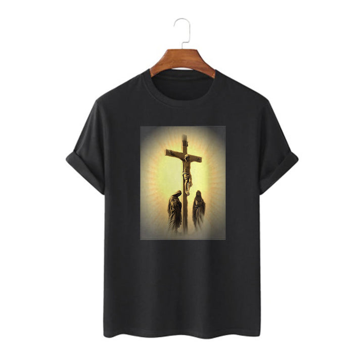 Christianartworkshop T-Shirt im klassischen Stil mit der Grafik „Kreuzigung Jesu“, kurzärmlig, gewaschen - Schwarz - 2XL - image 4