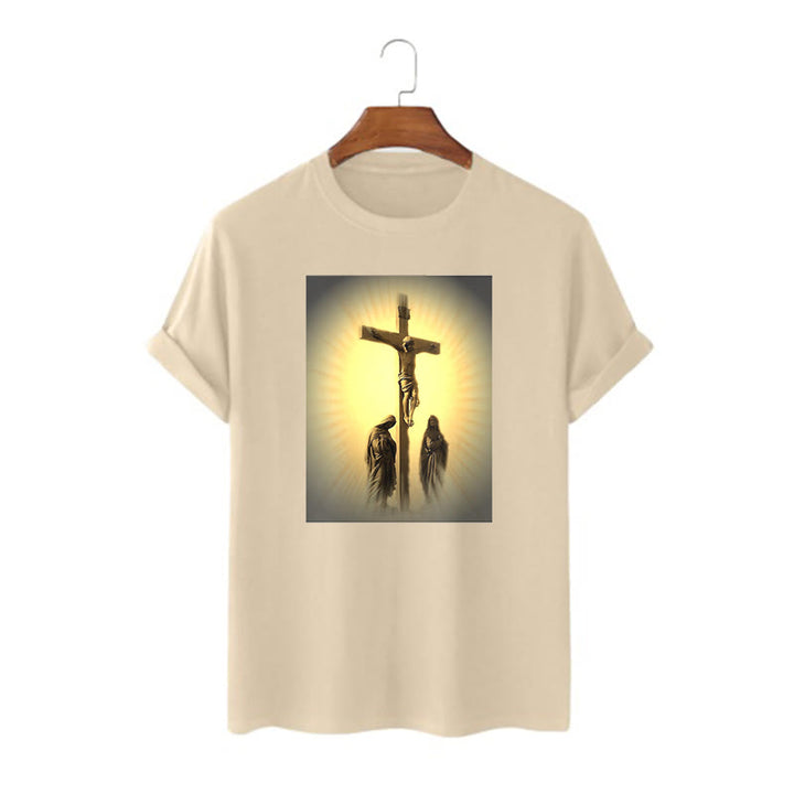 Christianartworkshop T-Shirt im klassischen Stil mit der Grafik „Kreuzigung Jesu“, kurzärmlig, gewaschen - Khaki - 2XL - image 8