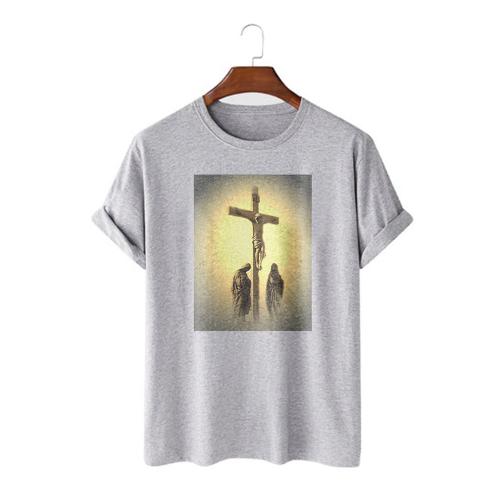 Christianartworkshop T-Shirt im klassischen Stil mit der Grafik „Kreuzigung Jesu“, kurzärmlig, gewaschen - Grau - 2XL - image 19