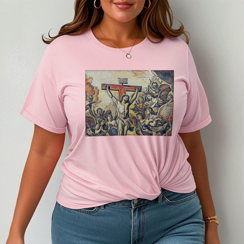 Christianartworkshop Klassisches Kurzarm-T-Shirt mit Kreuzigungsmotiv von Jesus - image 14