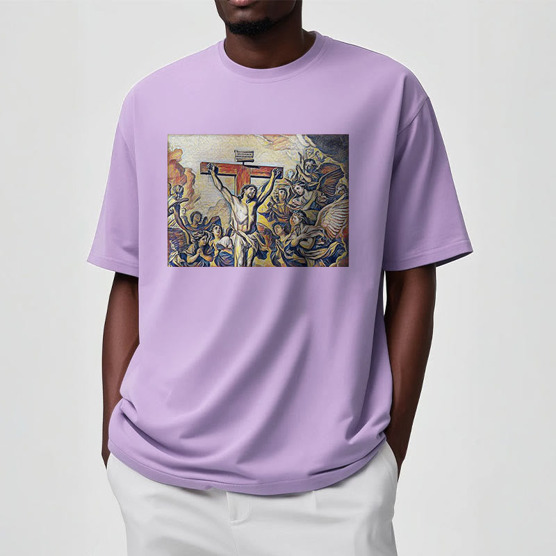 Christianartworkshop Klassisches T-Shirt mit Kreuzigung Jesu, kurzärmelig, gewaschen - image 17