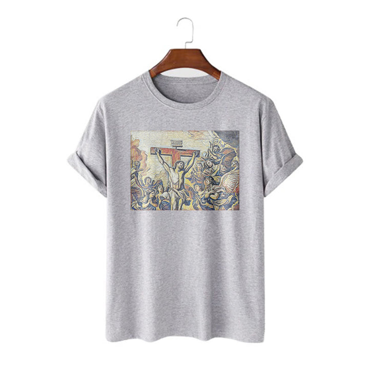 Christianartworkshop Klassisches Kurzarm-T-Shirt mit Kreuzigungsmotiv von Jesus - Grau - 2XL - image 18