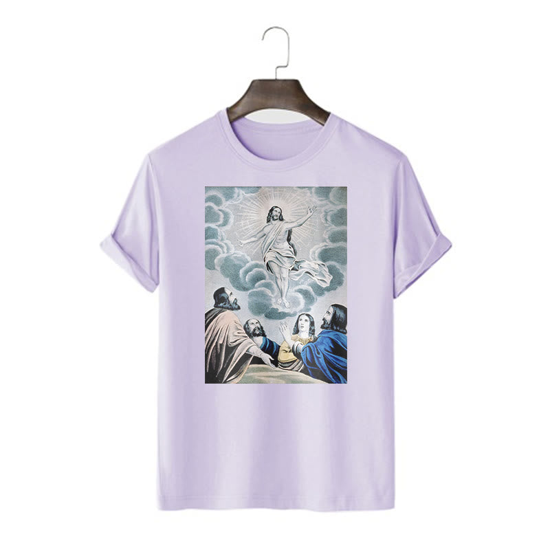 Christianartworkshop Klassisches T-Shirt „The Ascension“ im gewaschenen Kurzärmelig - Lila - 2XL - image 14