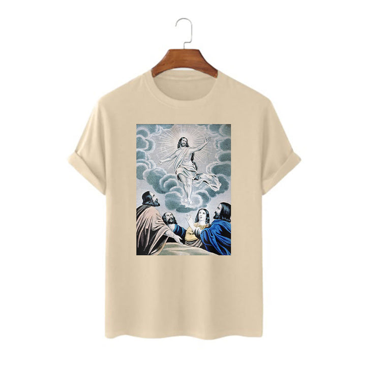 Christianartworkshop Klassisches T-Shirt „The Ascension“ im gewaschenen Kurzärmelig - Khaki - 2XL - image 8
