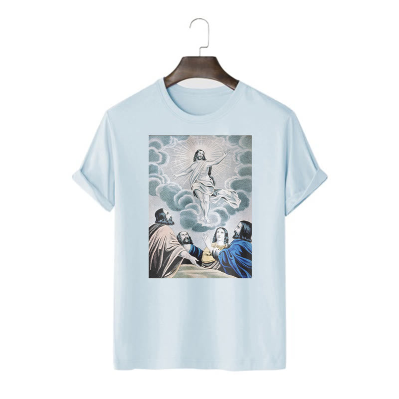 Christianartworkshop Klassisches T-Shirt „The Ascension“ im gewaschenen Kurzärmelig - Blau - 2XL - image 18