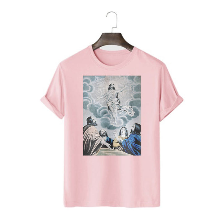 Christianartworkshop Klassisches T-Shirt „The Ascension“ im gewaschenen Kurzärmelig - Rosa - 2XL - image 16