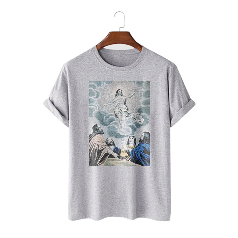 Christianartworkshop Klassisches T-Shirt „The Ascension“ im gewaschenen Kurzärmelig - Grau - 2XL - image 19