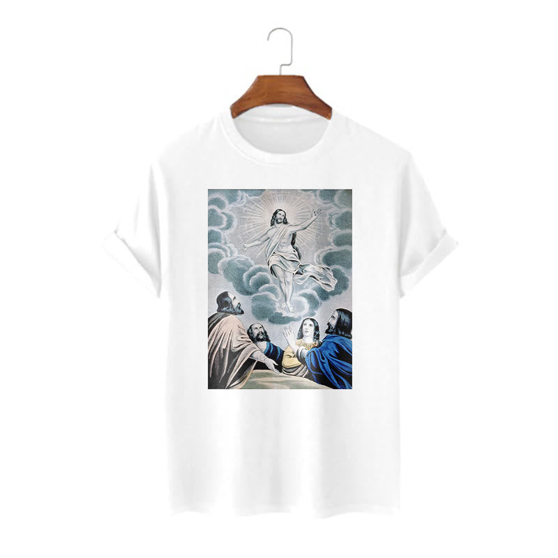 Christianartworkshop Klassisches T-Shirt „The Ascension“ im gewaschenen Kurzärmelig - Weiß - 2XL - image 5