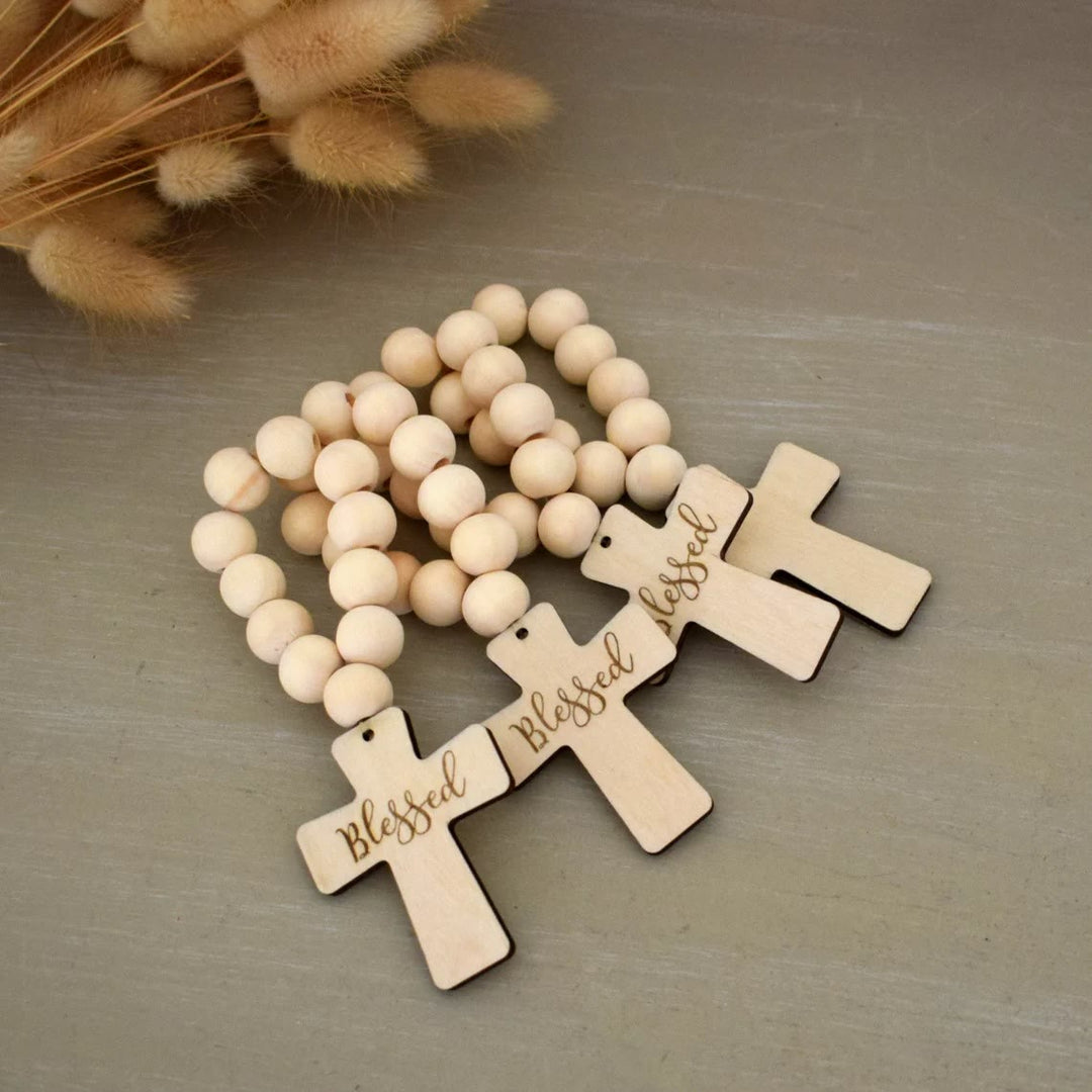 Christianartworkshop Mehrzweck-Fingertaschen-Rosenkranz aus Holz für Taufe, Gebet, Festival-Dekoration - image 3