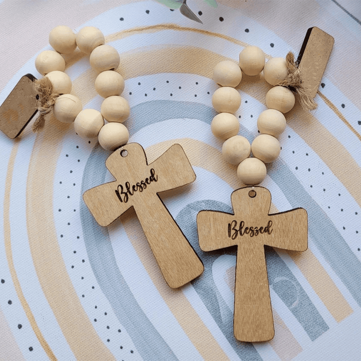 Christianartworkshop Mehrzweck-Fingertaschen-Rosenkranz aus Holz für Taufe, Gebet, Festival-Dekoration - image 7