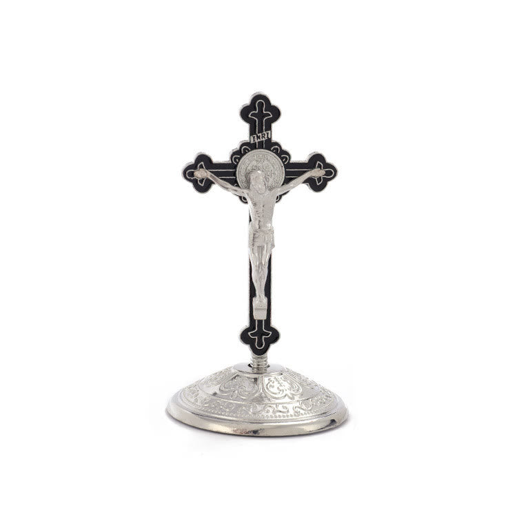 Christianartworkshop Klassischer Stil, Zinklegierung, Kruzifix, stereoskopische Desktop-Ornamente - Schwarz-Silber - image 5