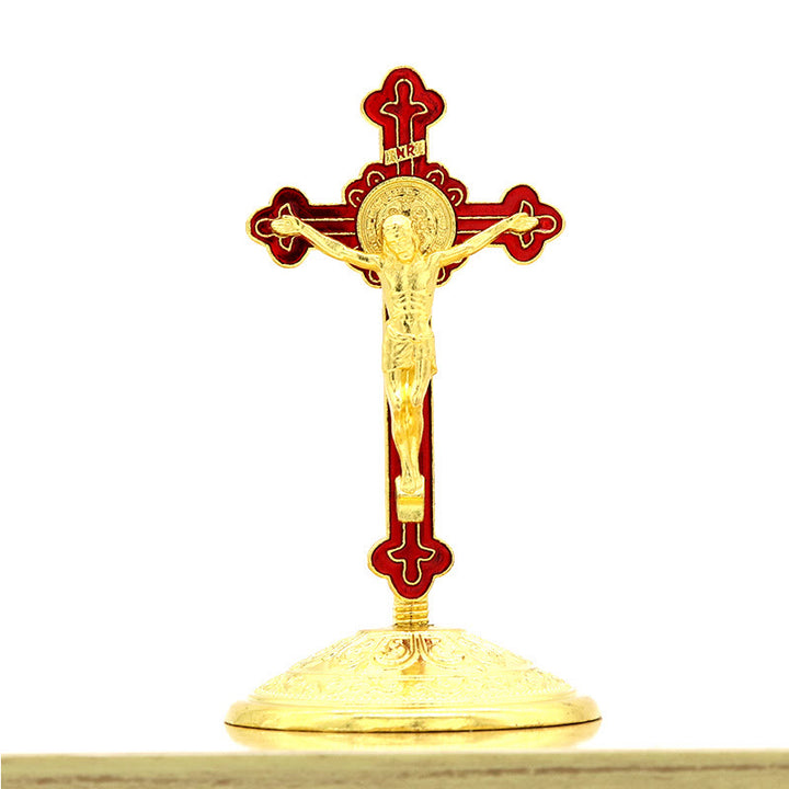 Christianartworkshop Klassischer Stil, Zinklegierung, Kruzifix, stereoskopische Desktop-Ornamente - Rot - image 3