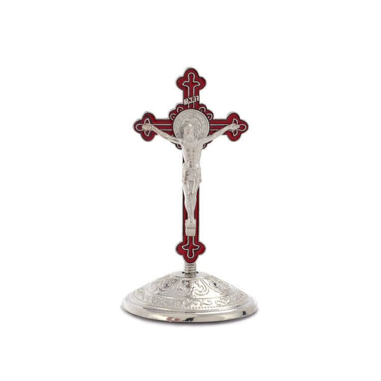 Christianartworkshop Klassischer Stil, Zinklegierung, Kruzifix, stereoskopische Desktop-Ornamente - Rot-Silber - image 6