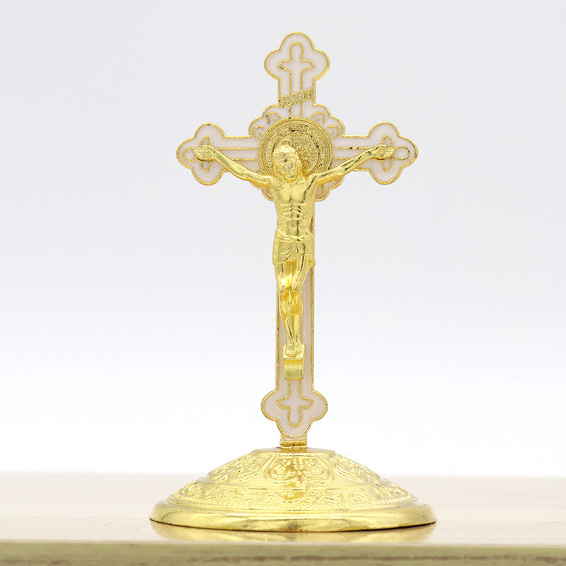 Christianartworkshop Klassischer Stil, Zinklegierung, Kruzifix, stereoskopische Desktop-Ornamente - Golden - image 8