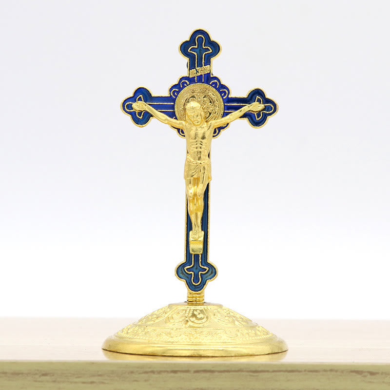 Christianartworkshop Klassischer Stil, Zinklegierung, Kruzifix, stereoskopische Desktop-Ornamente - Blau - image 1