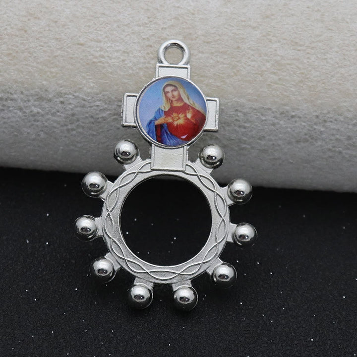 Christianartworkshop 2 Stück/Set Unbeflecktes Herz Mariens Heilige Familie Finger Dekade Rosenkranzring - image 6