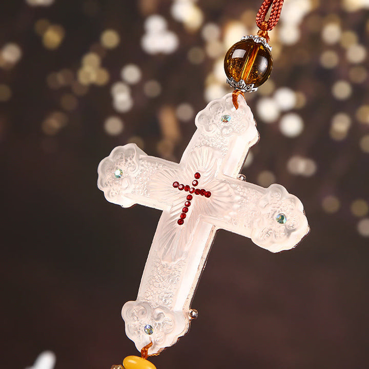 Christianartworkshop Autoanhänger im modernen Stil, handgefertigt, Kruzifix, Kristallquasten, Auto-Ornamente zum Aufhängen  - image 6