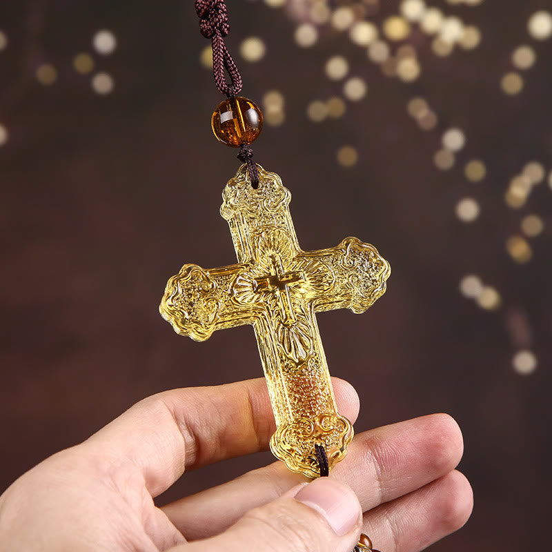 Christianartworkshop Autoanhänger im modernen Stil, handgefertigt, Kruzifix, Kristallquasten, Auto-Ornamente zum Aufhängen  - image 7